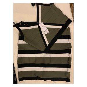 Multi Colored 2 Piece Set Crop Top and Mini Skirt